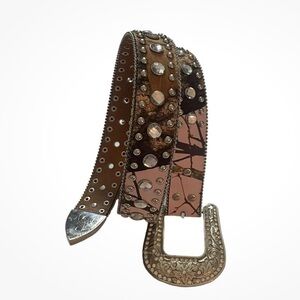 Blazin Roxx Pink Camo Belt with Silver Buckle